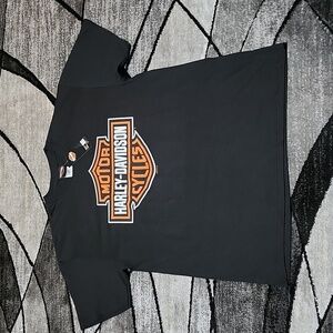 FRONTIER HARLEY DAVIDSON BULL SKULL BAR & SHIELD LOGO BLACK TEE-SHIRT